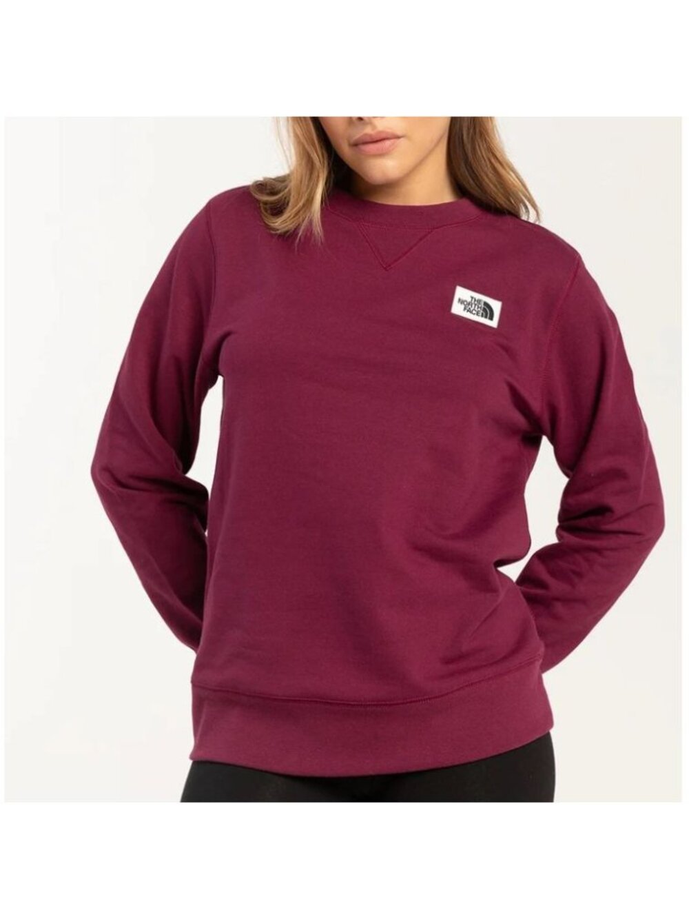 THE NORTH FACE Heritage Patch Crewneck Sweatshirt Womens Size XS Plum Logo Patch